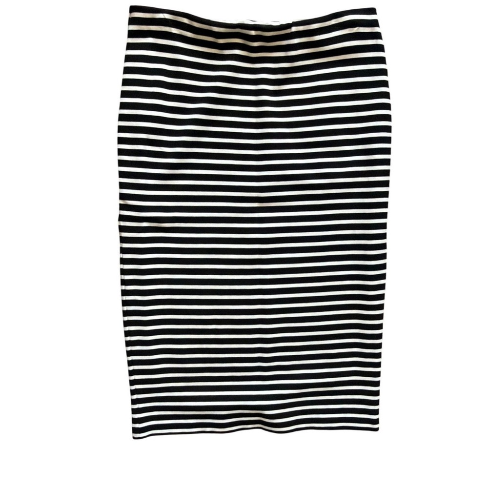 Sanctuary Skirt Womens L Pencil Black White Striped Knit EUC